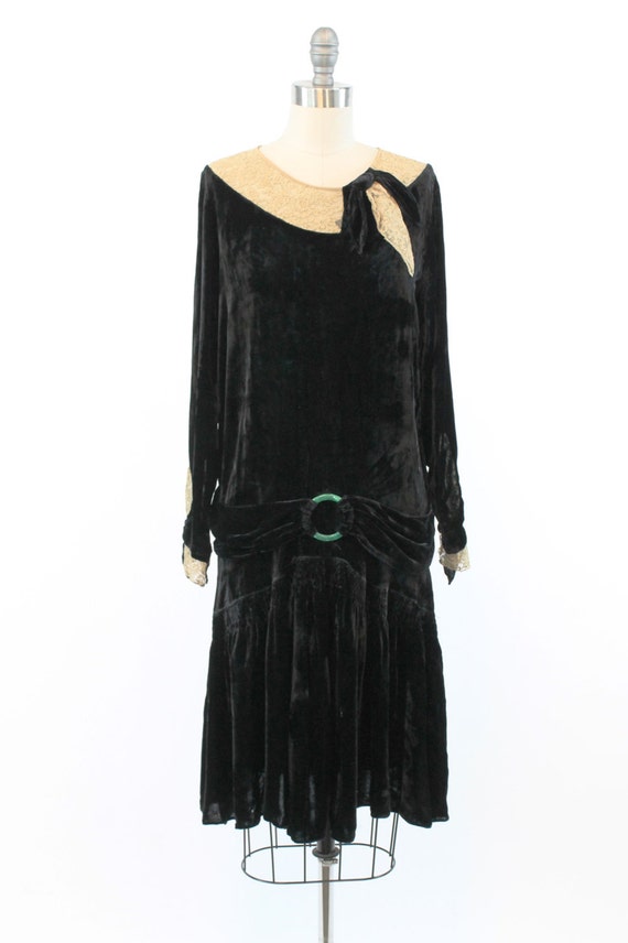 1920s silk velvet dress | vintage lace flapper | … - image 2