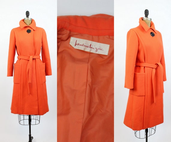1960s Pauline Trigere orange wool coat small | vin