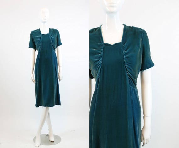 1930s silk velvet dress xs | sweetheart neckline |