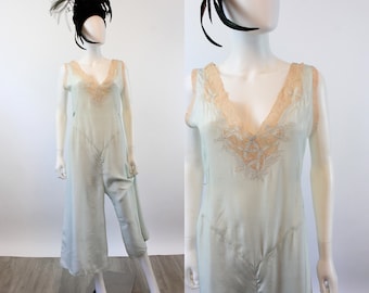 1930s silk BEACH PAJAMAS lounge jumpsuit small medium | new spring summer summer