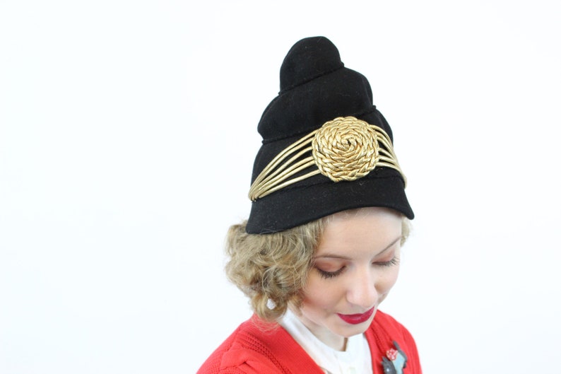 1940s turban hat wool gold bullion high profile image 5