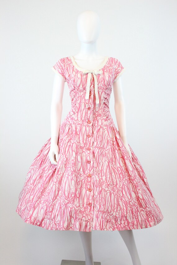 1950s Pat Hartley swirl dress small | vintage cot… - image 5