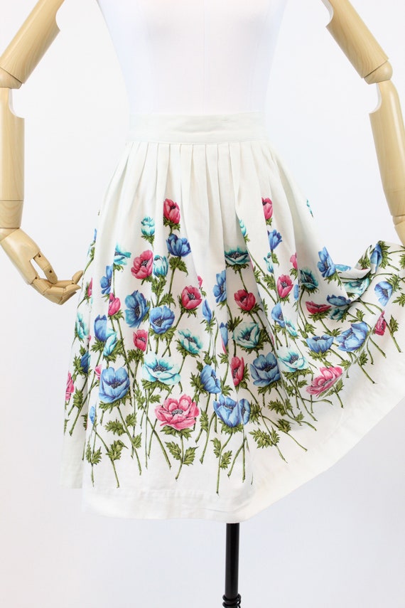 1950s John Wolf anemone cotton skirt xs | vintage… - image 3