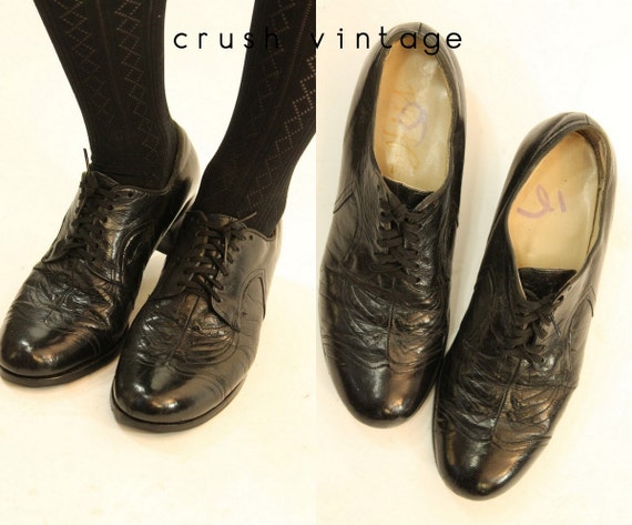 1930s oxfords shoes | size 6 us | vintage leather