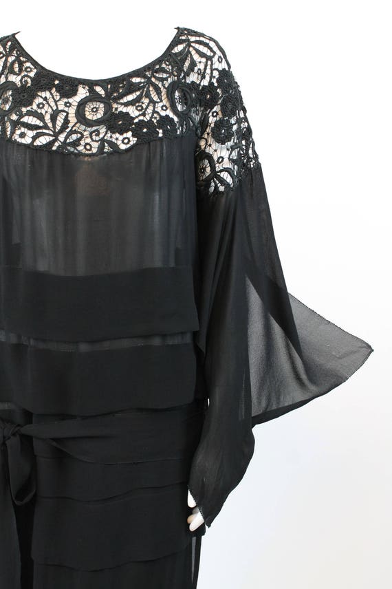 1930s lace dress | tissue silk spiderweb cutout |… - image 3