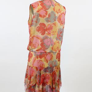 1920s rose print silk dress small medium vintage 20s handkerchief hem image 4