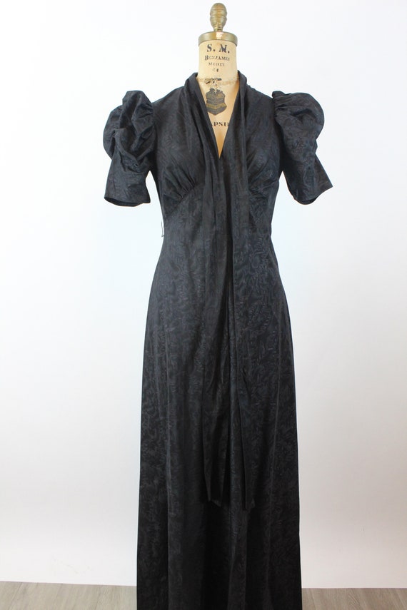 1930s MOIRE puff SLEEVES dress gown small | new w… - image 8