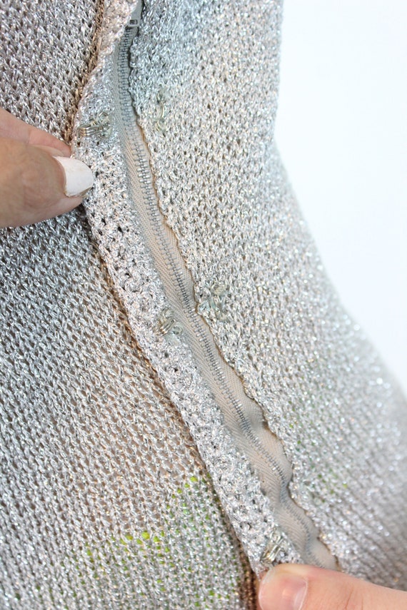 1940s SILVER LUREX knit dress small | new winter - image 8