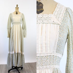 1970s GUNNE SAX cotton FLORAL maxi dress xs new spring summer image 1