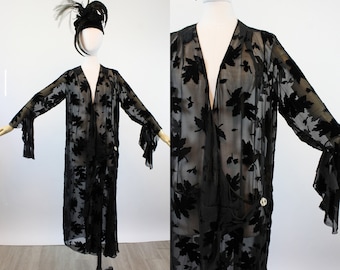 1920s TRUMPET SLEEVES burnout velvet dress large xl volup | new spring summer OC