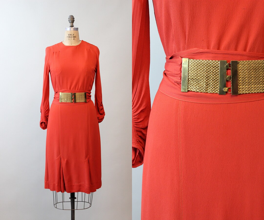 12805 Red Buckle Belt Jacket Dress