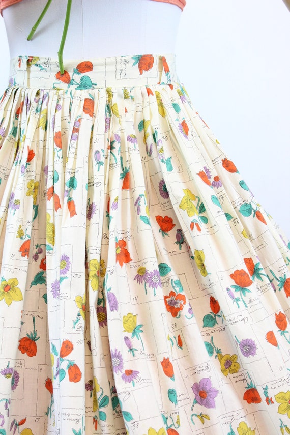 1950s BOTANICAL novelty print full skirt small | … - image 4