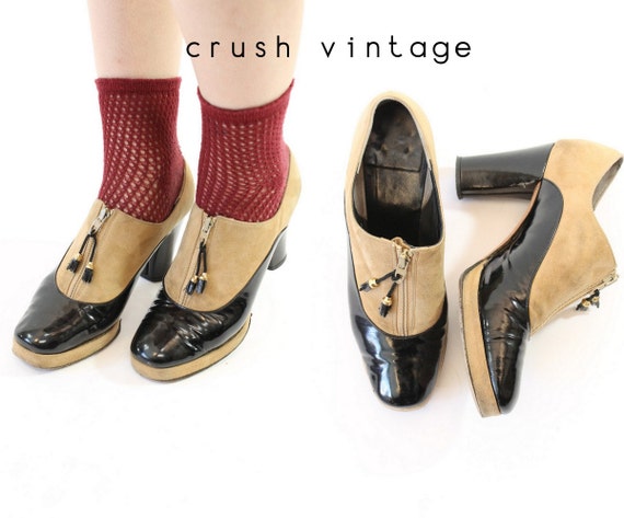 1940s zip front shoes | Size 5 us | patent suede