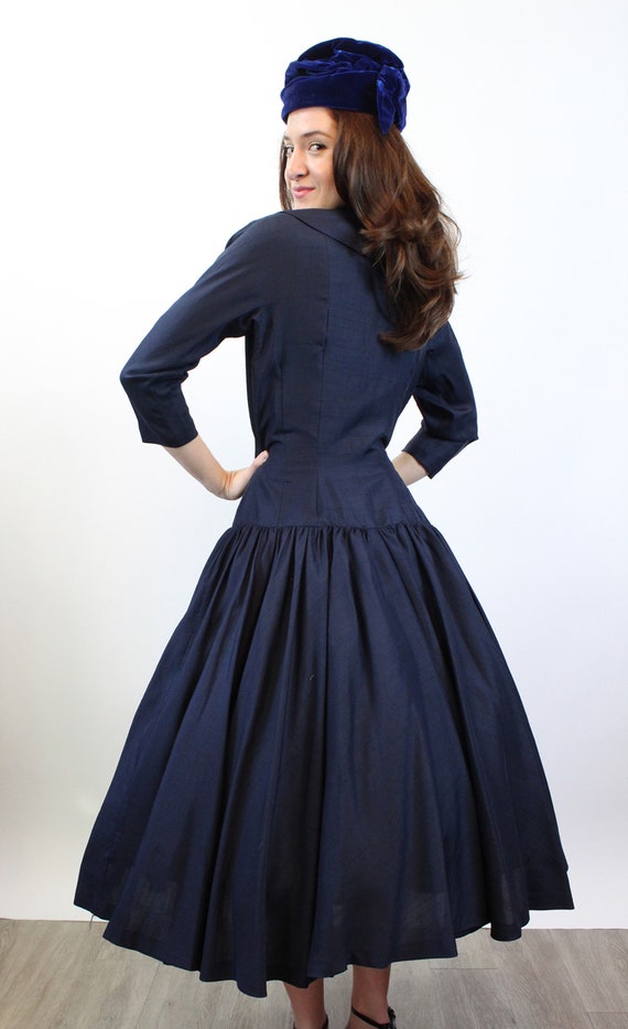 1950s SUZY PERETTE navy SILK dress small | new sp… - image 9