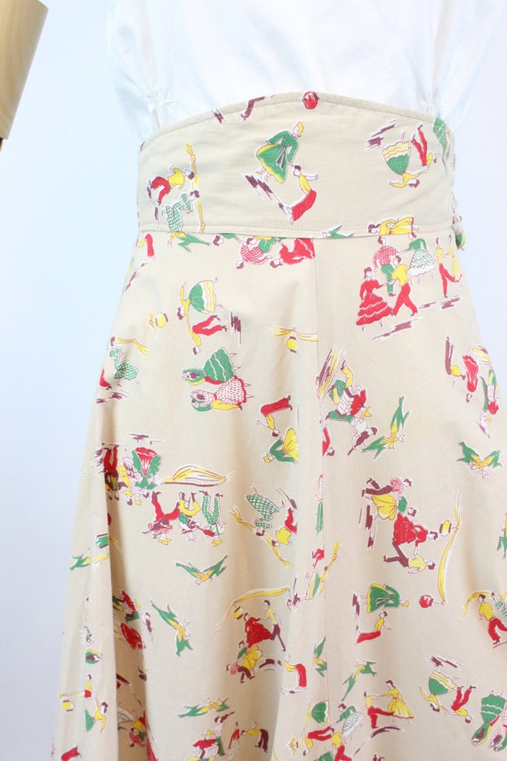 1940s novelty SQUARE DANCE print skirt xs | new f… - image 3