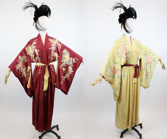 1940s reversible kimono | vintage silk belted coat