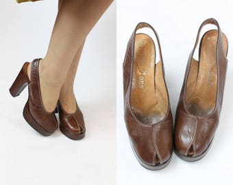 1970s does 1940s peep toe platforms size 6.5 - 7 us | vintage slingbacks | new in