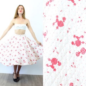 1950s POODLES novelty print  QUILTED circle skirt xs | new fall