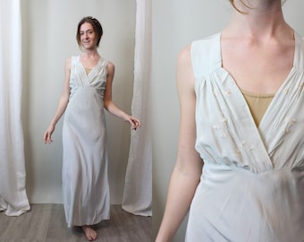 1930s PALE BLUE rayon nightgown dress small | new spring summer