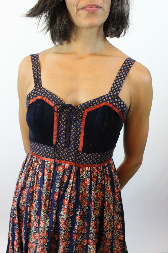 1970s GUNNE SAX cabbage rose corset maxi dress xss | … - Gem