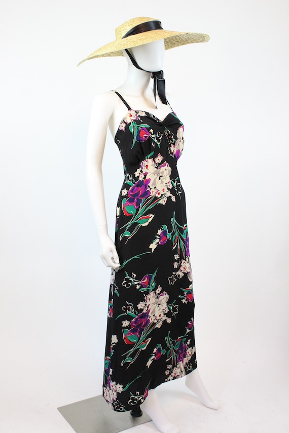 1930s rayon floral dress gown xs small  | new in - image 6