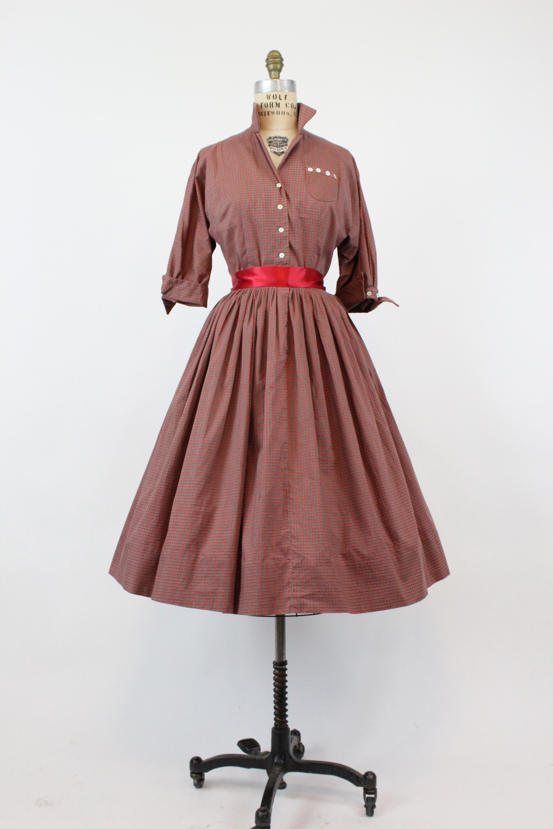 1950s shirtwaist dress novelty pinwheel print Candy Jones | Etsy