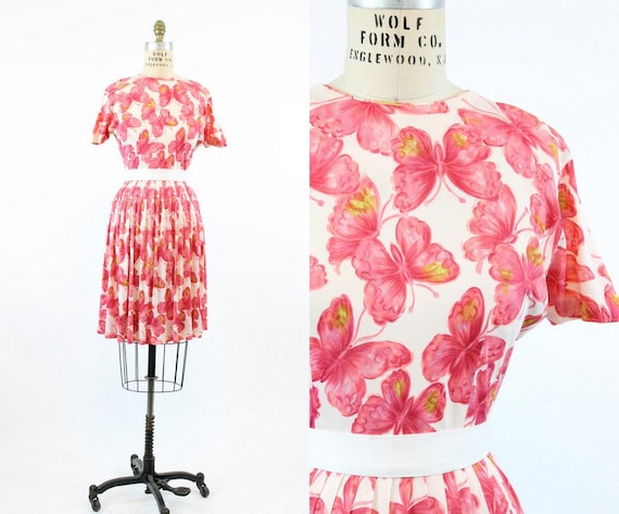 1950s butterfly print dress xs | vintage novelty p
