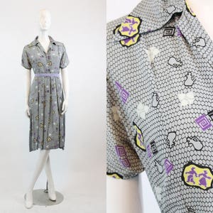 1940s novelty FIGURE print dress medium | new spring summer