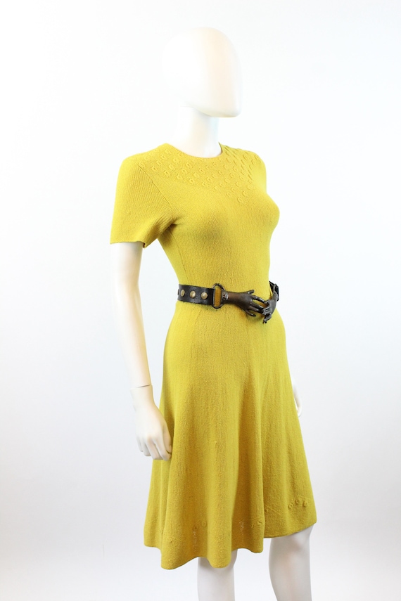 1940s CHARTREUSE knit dress xs small | new spring… - image 2