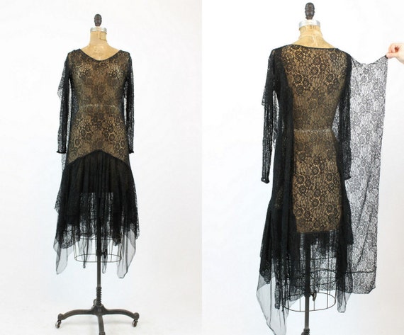 1920s lace spiderweb dress xs | antique handkerch… - image 1