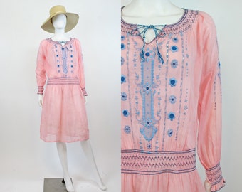 1920s RARE PINK Hungarian peasant dress small | new spring summer