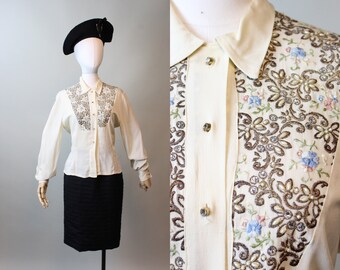 1950s 1950 documented GENE BART cocktail blouse small | new fall