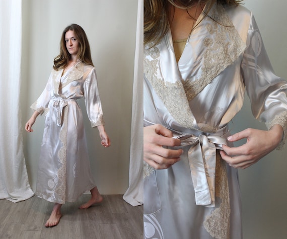 Clockwork Robe 1940s CUTWORK LACE liquid satin robe all sizes | new … - Gem