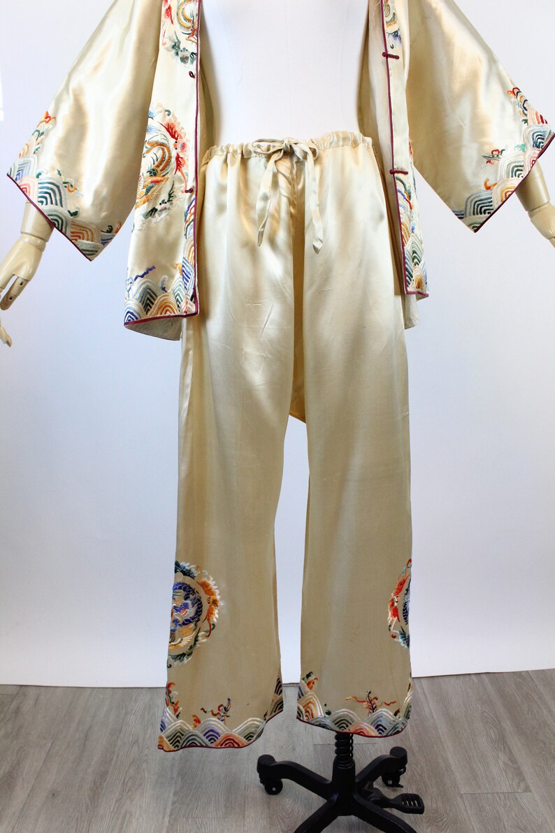 1930s CHINESE Silk Jacket and LOUNGE Pants Set Small New | Etsy