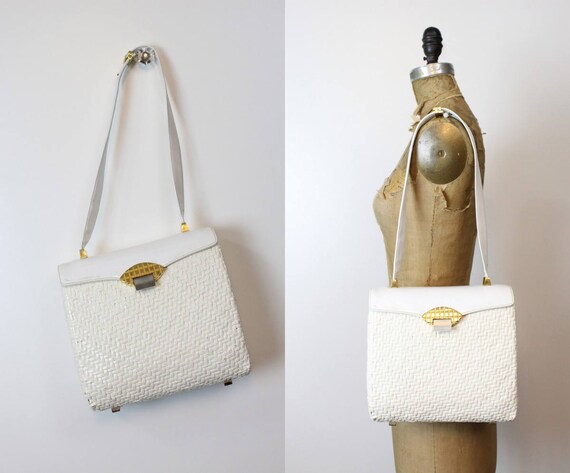 1950s Koret wicker handbag | vintage large purse s
