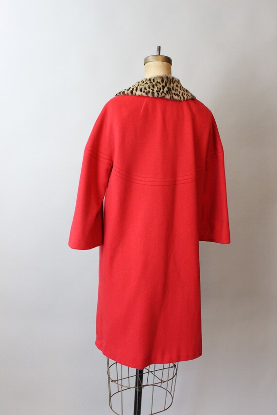 1960s LILLI ANN red fur collar mohair coat small … - image 5