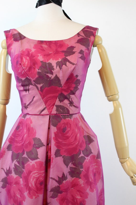 1950s ROSE PRINT organza dress xxs | new spring s… - image 5