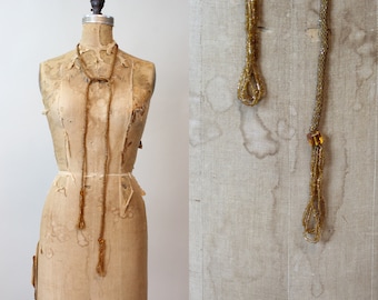 1920s BUTTERSCOTCH beaded SAUTOIR tassel necklace | new fall