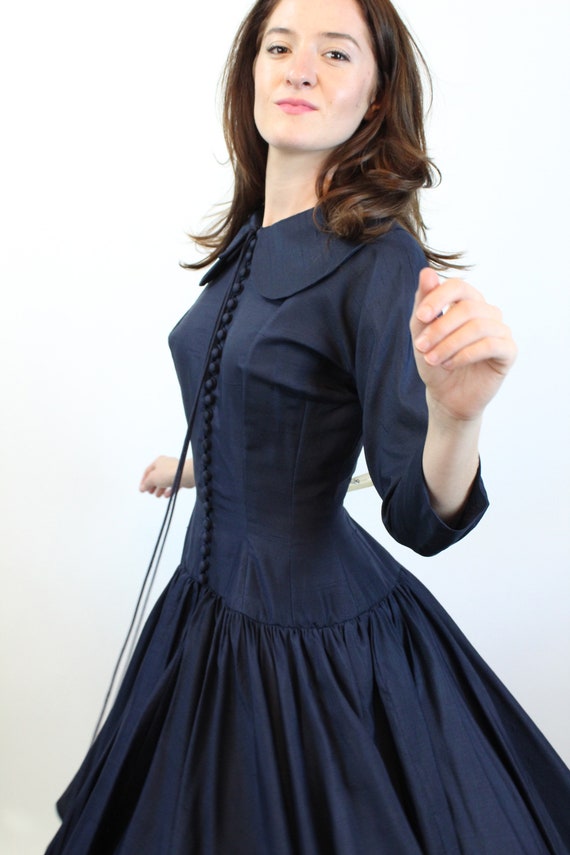 1950s SUZY PERETTE navy SILK dress small | new sp… - image 5