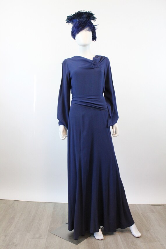 1930s SLIT open sleeves RAYON dress gown medium |… - image 5