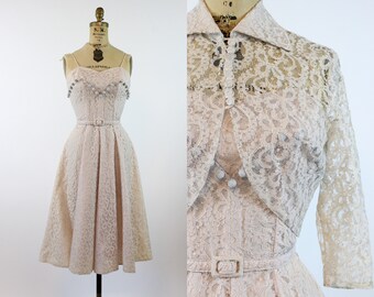 1950s LACE dress and BOLERO xs | new spring summer PC