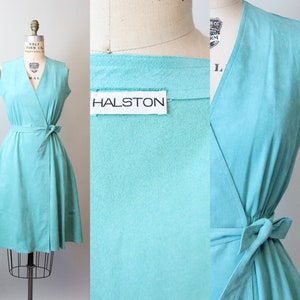 1970s 1975 HALSTON ULTRASUEDE wrap dress small medium | new spring summer