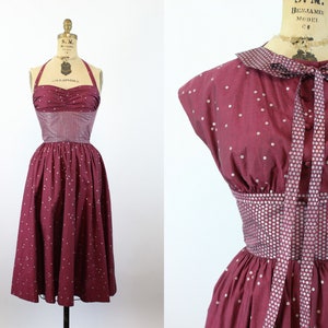 1950s PAT PREMO tromp l&#39;oeil sequin cotton dress three piece xxs  | new spring summer