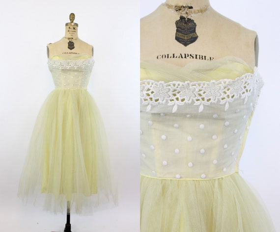 50s strapless tulle dress | vintage cupcake dress