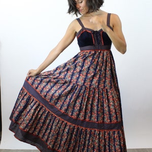 1970s GUNNE SAX Cabbage Rose Corset Maxi Dress Xss | New Spring Summer ...