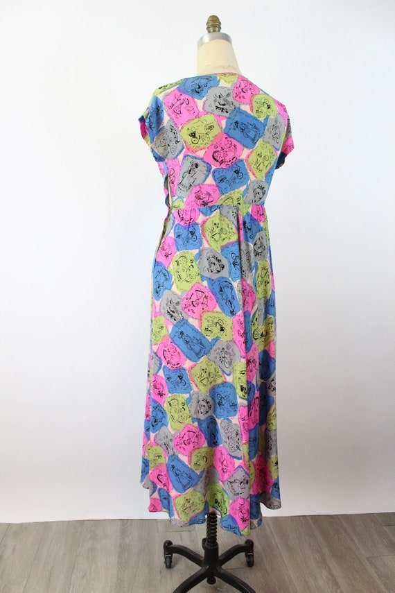 1940s women NOVELTY PRINT rayon gown dress medium… - image 10