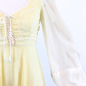 1970s Gunne Sax CORSET Yellow Floral Maxi Dress Xs | New Spring Summer ...