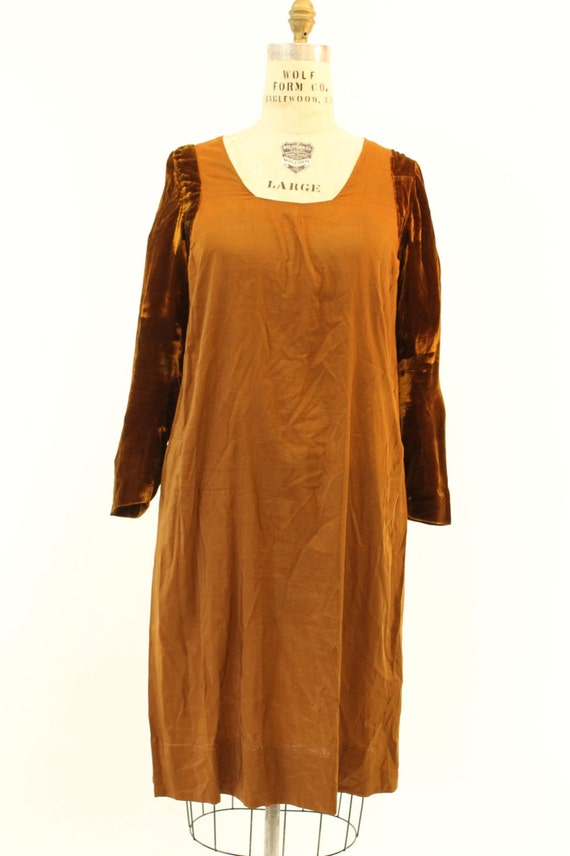 20s Dress Silk Velvet XL Plus / 1920s Vintage Dre… - image 5