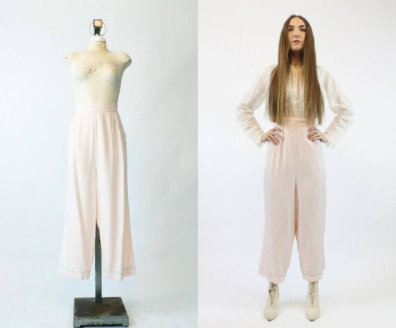 40s Pajama Pants Medium / 1940s Vintage Rayon Pant