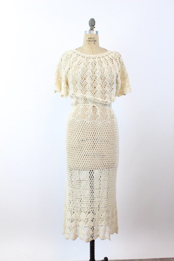 1930s IVORY knit dress small | new spring summer - image 2